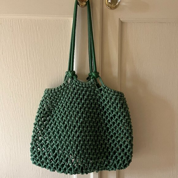 Clare V Green Woven Tote Bag - Picture 1 of 3